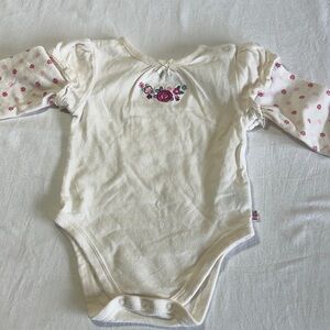 The Children's Place - long sleeve Cream and Pink Floral Kids Onesie Bodysuit